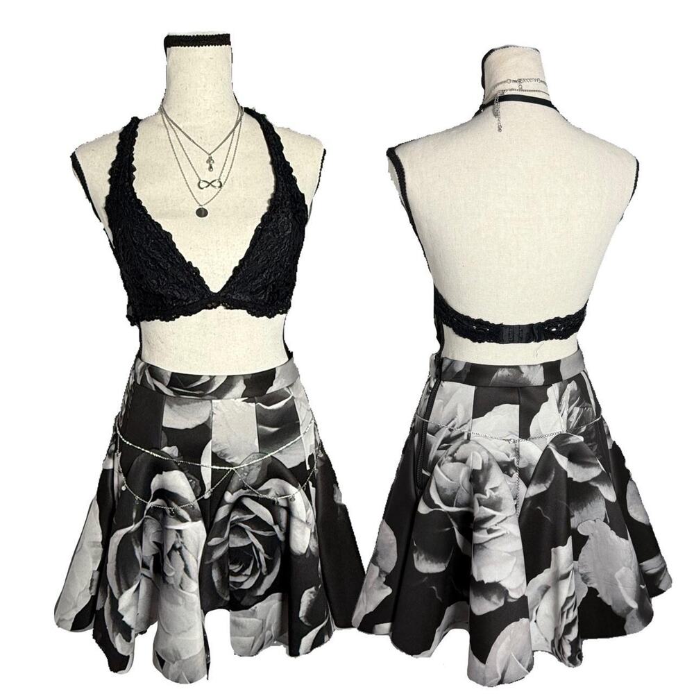 Cameo Rose Print High Waisted Skirt